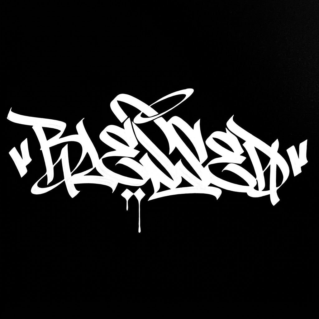 Calcomanía "BLESSED" Estilo Graffiti en Vinil de Corte