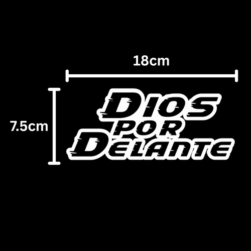 Calcomanía Dios Por Delante Letras Deportivas | Vinil para Auto