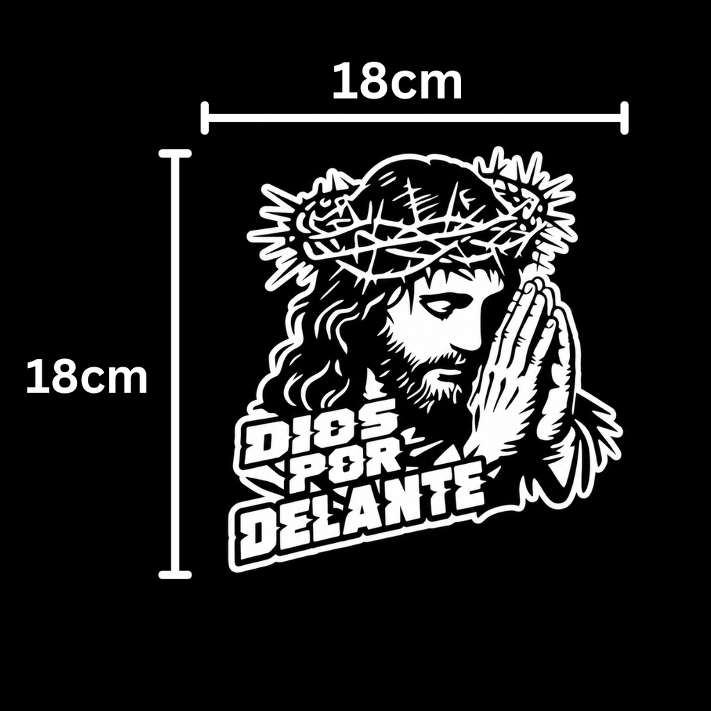 Calcomanía Jesús Dios Por Delante | Vinil de Corte