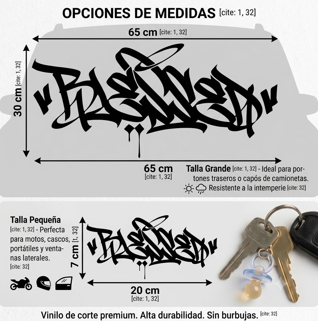 Calcomanía "BLESSED" Estilo Graffiti en Vinil de Corte