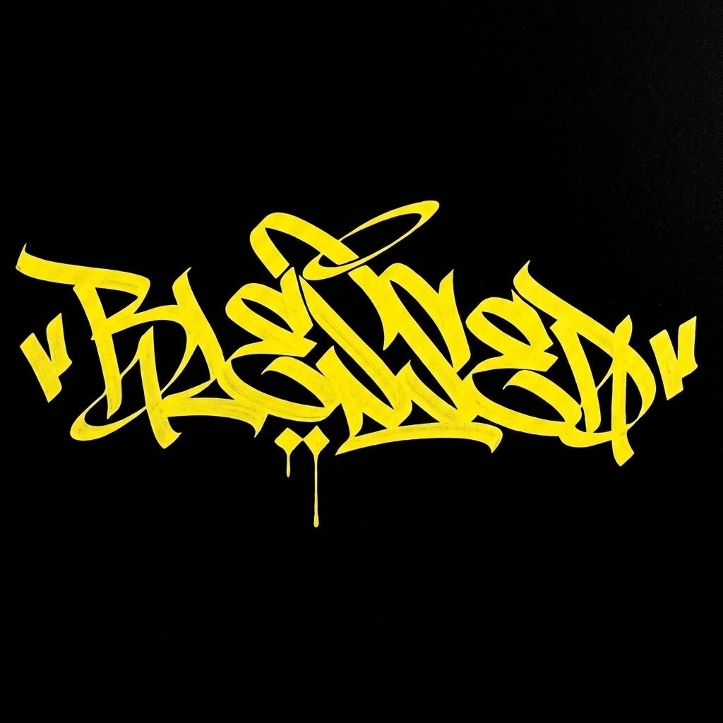 Calcomanía "BLESSED" Estilo Graffiti en Vinil de Corte