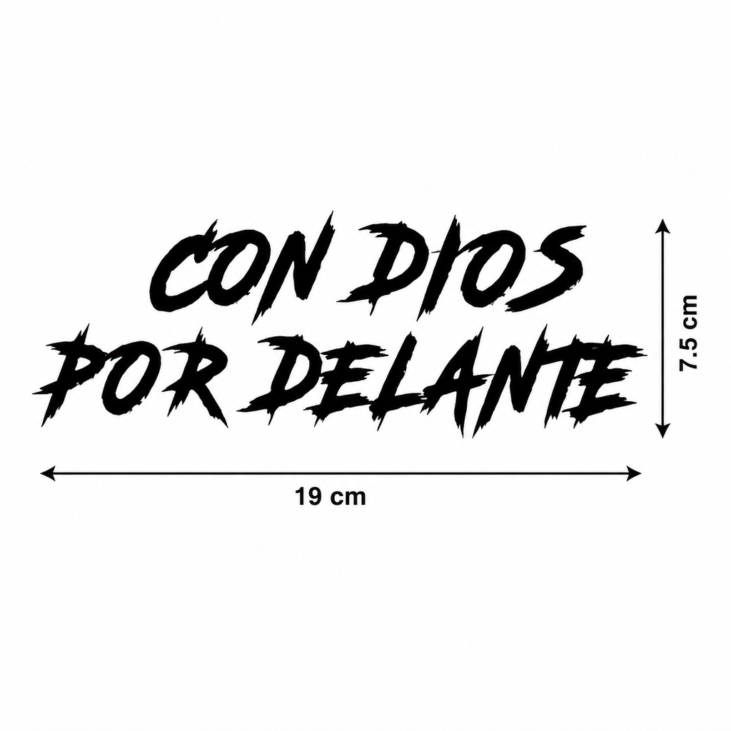 Calcomanía “Con Dios Por Delante” – Vinil de Corte 20 x 7.5 cm