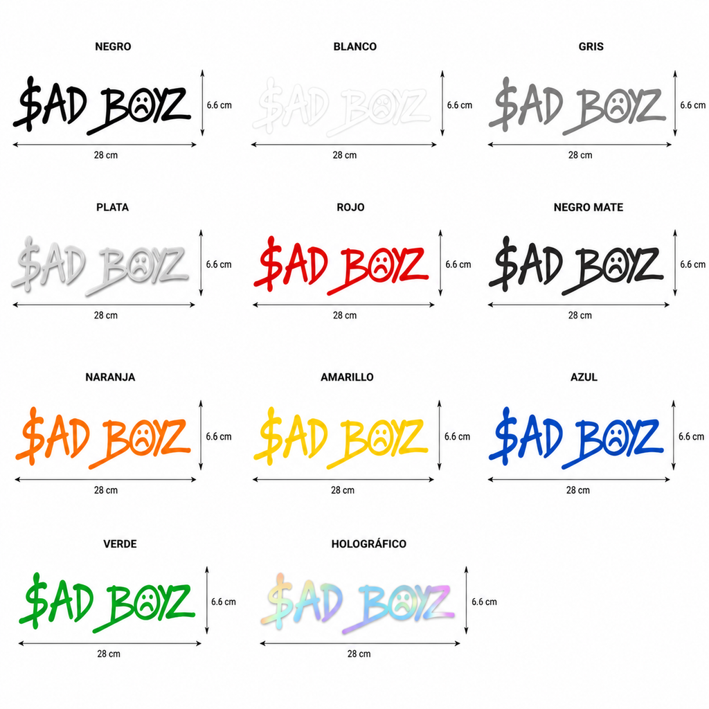 Calcomanía SAD BOYZ para Auto y Moto | Vinil 28 x 6.6 cm