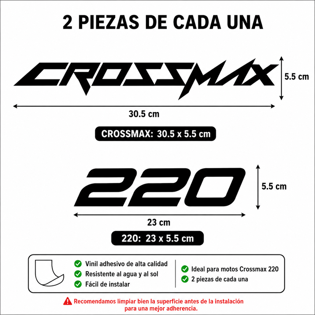 Calcomanías CrossMax 220 | Vinil | 4 Piezas