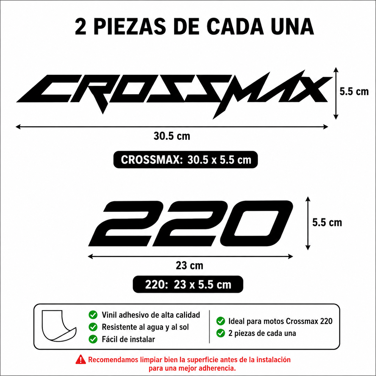 Calcomanías CrossMax 220 | Vinil | 4 Piezas