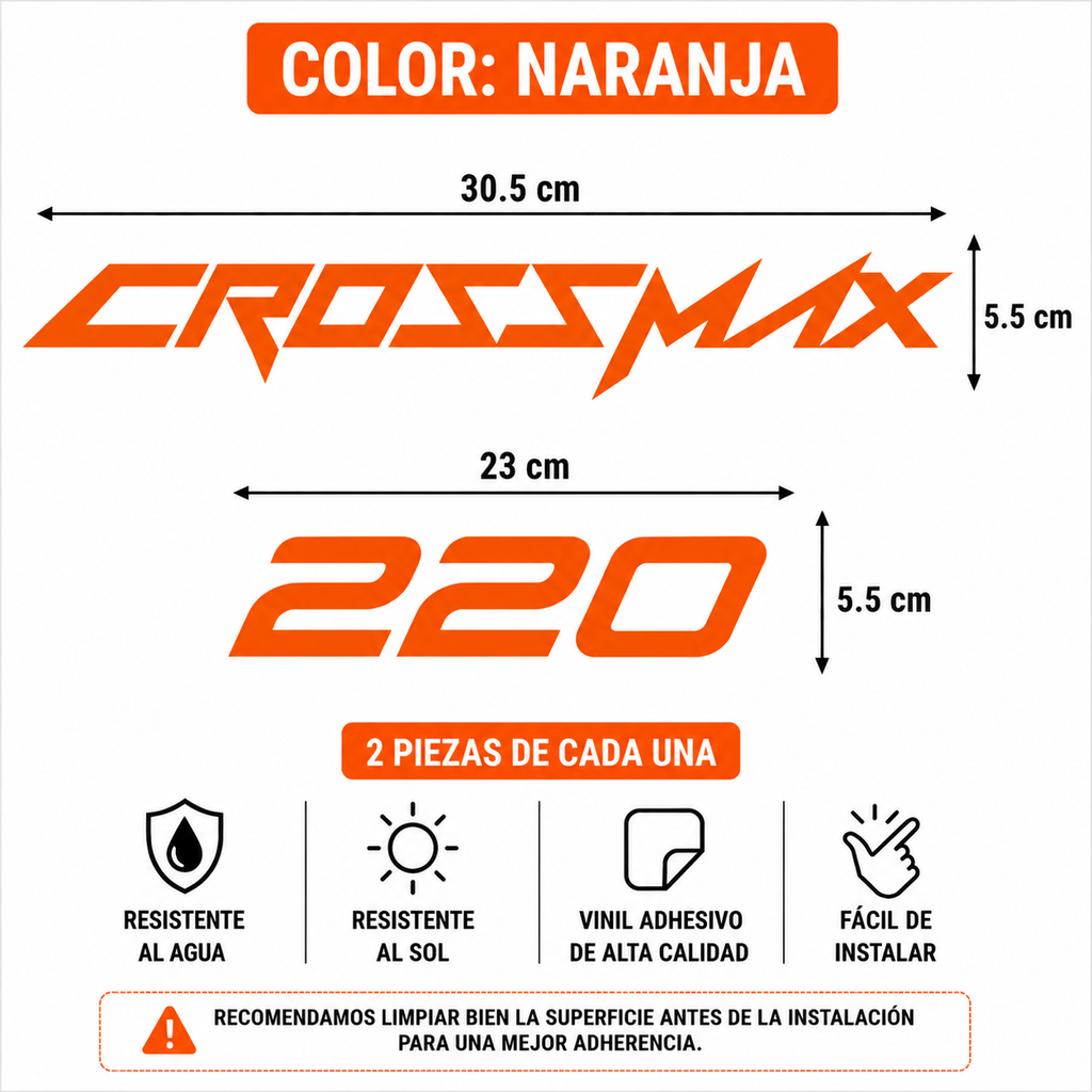 Calcomanías CrossMax 220 | Vinil | 4 Piezas