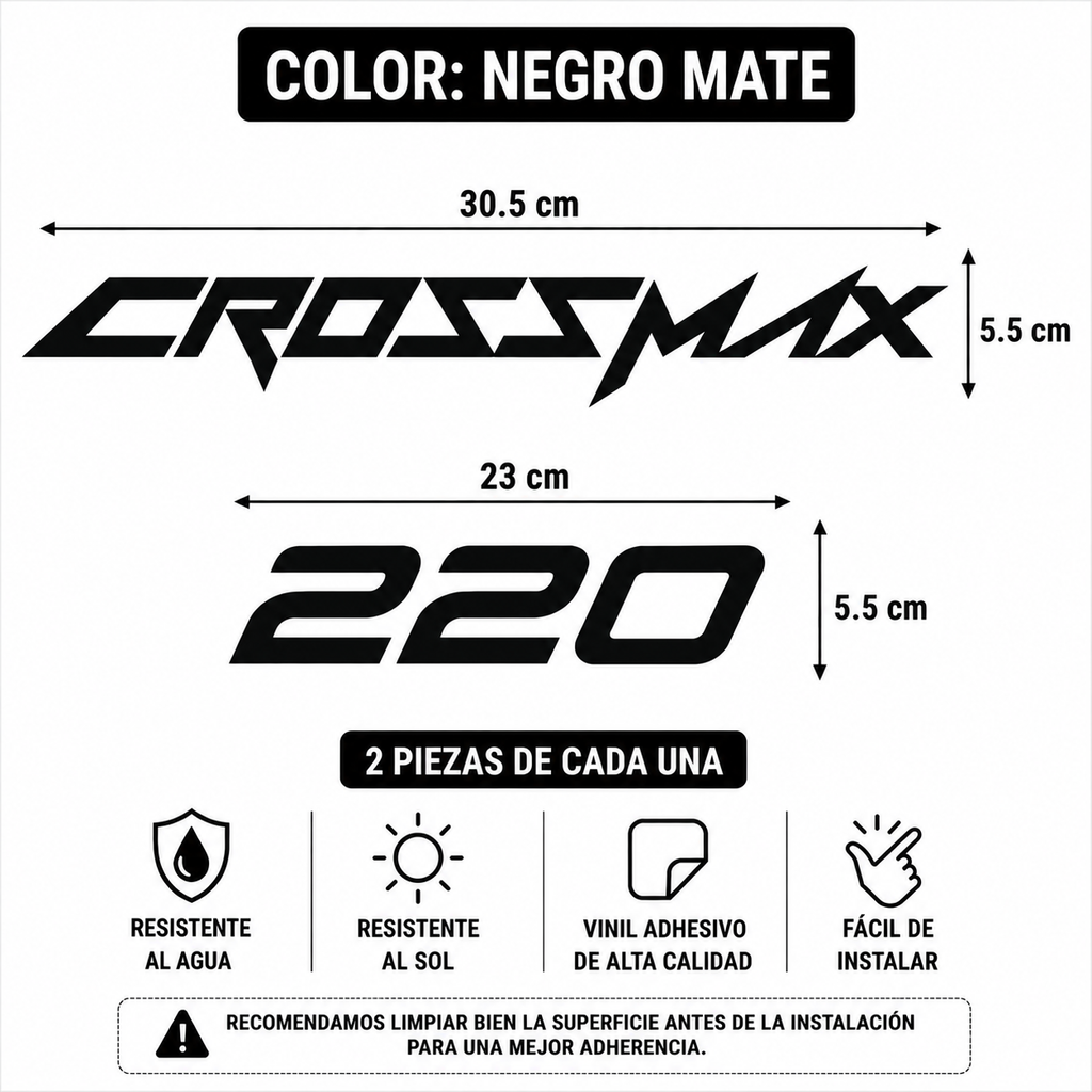 Calcomanías CrossMax 220 | Vinil | 4 Piezas