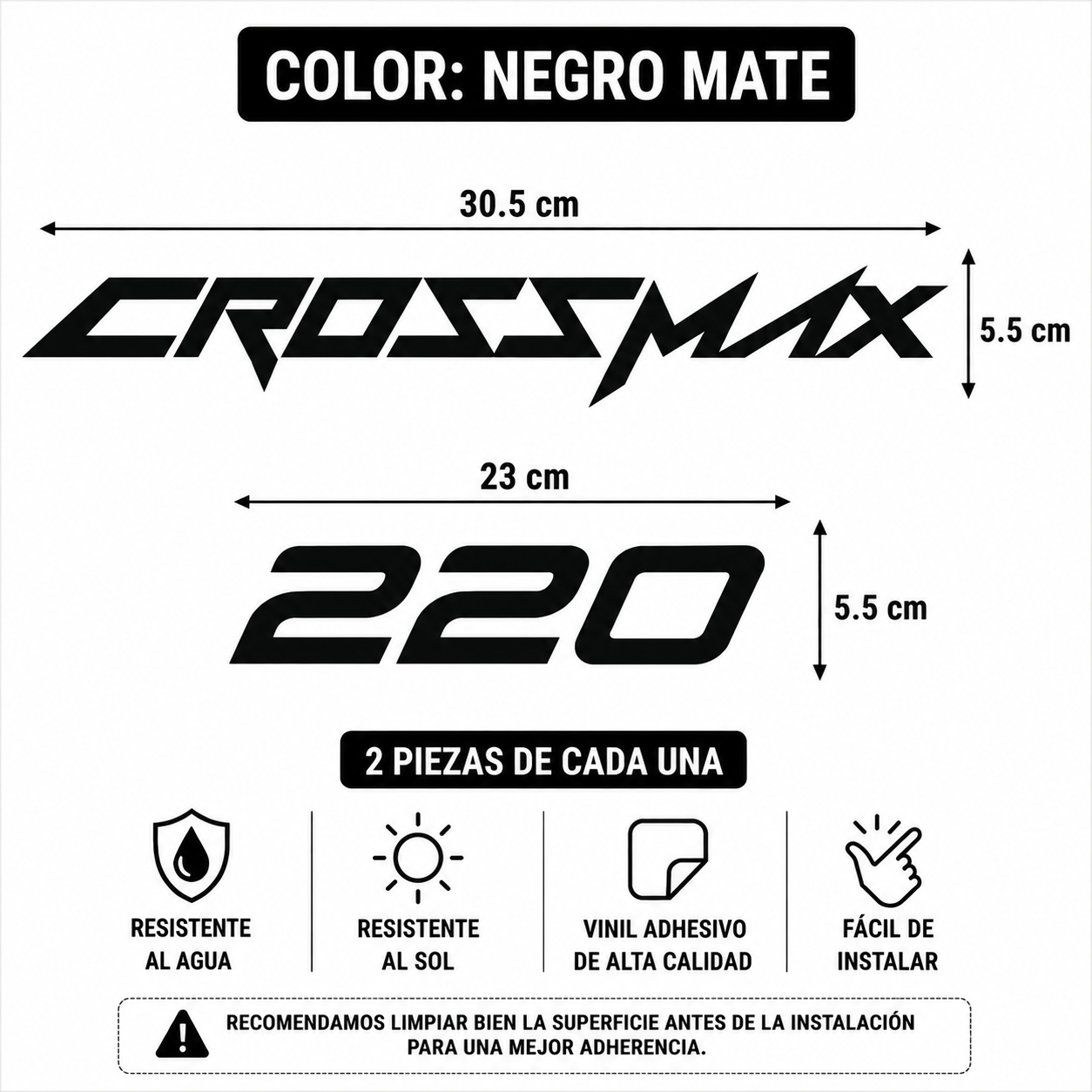 Calcomanías CrossMax 220 | Vinil | 4 Piezas