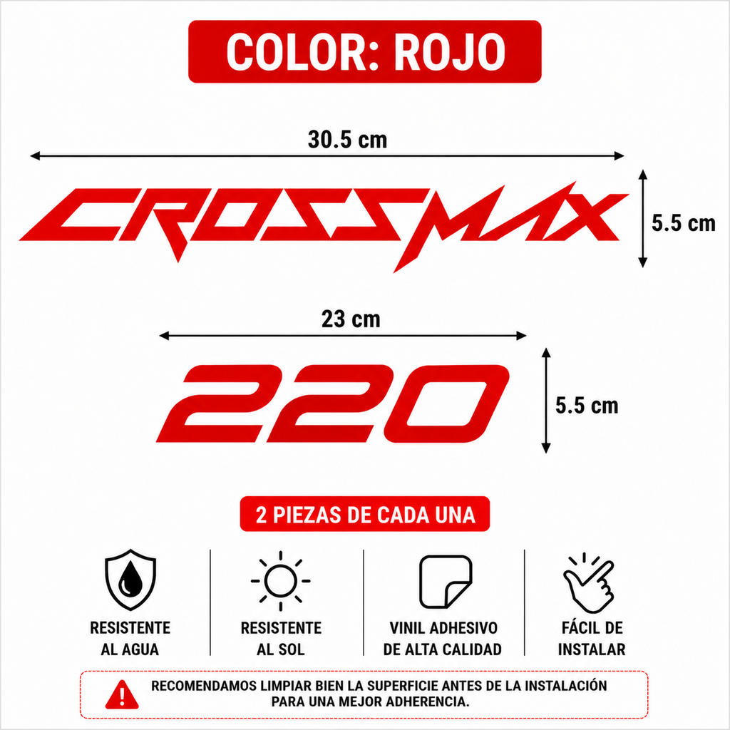 Calcomanías CrossMax 220 | Vinil | 4 Piezas
