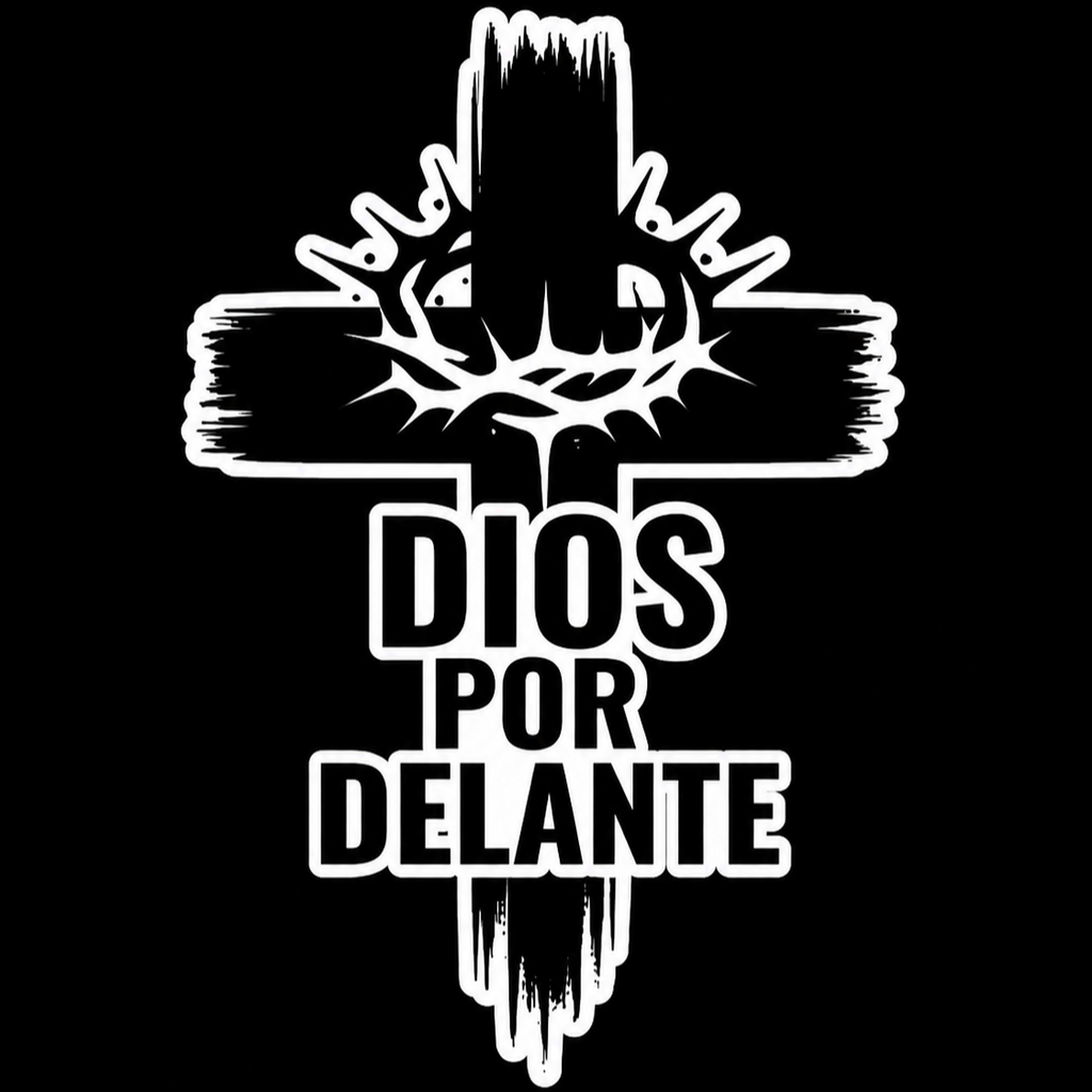 Calcomanía Dios Por Delante – Cruz y Corona de Espinas