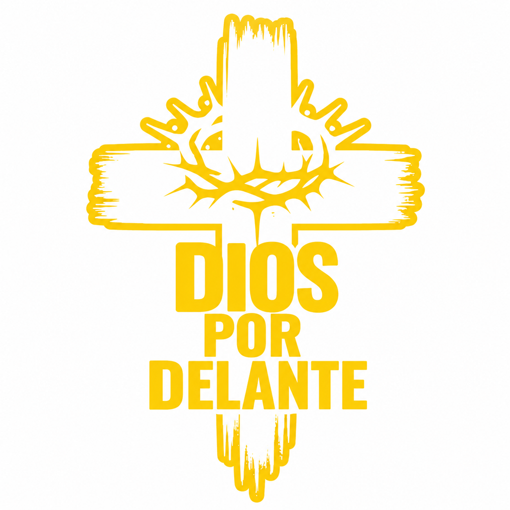 Calcomanía Dios Por Delante – Cruz y Corona de Espinas