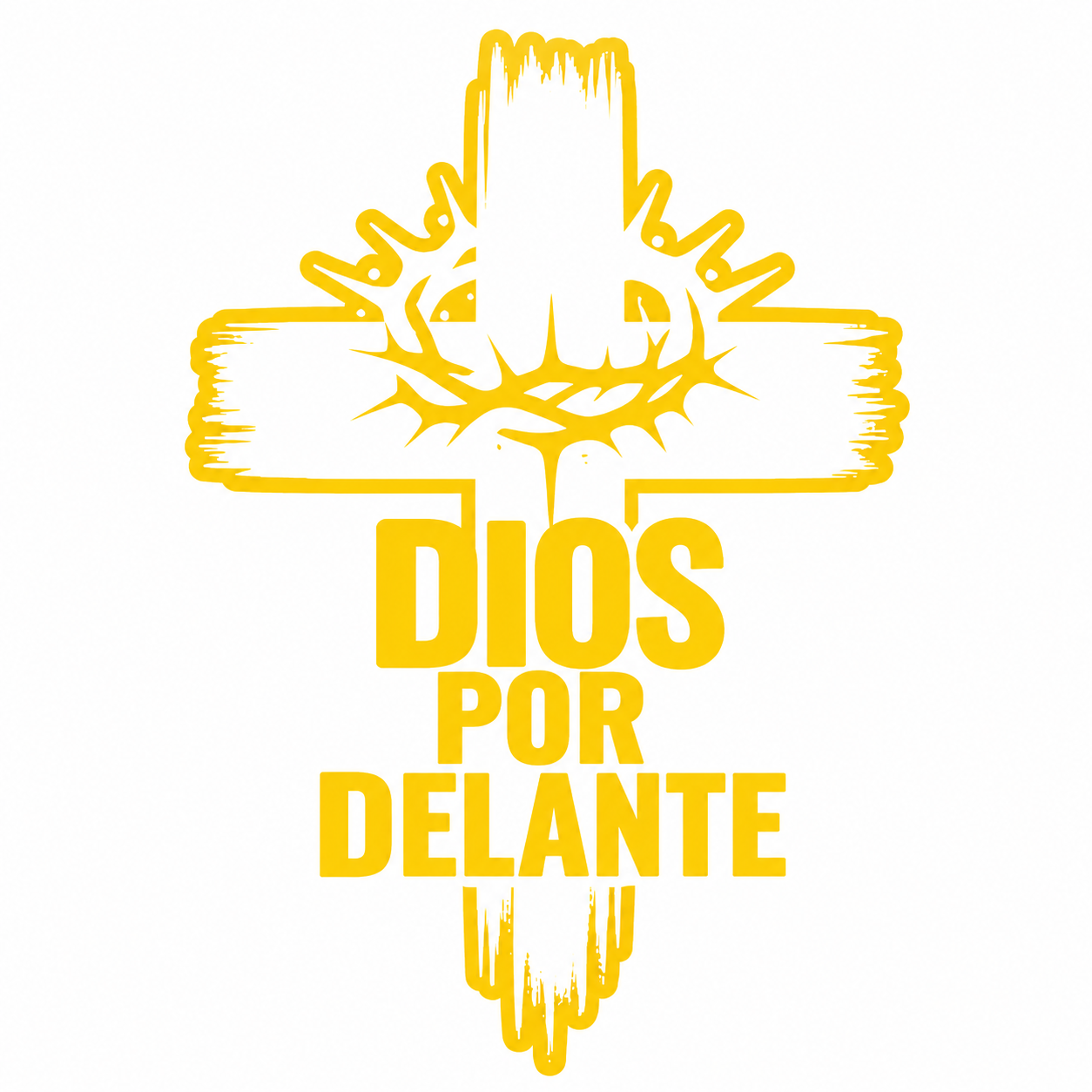 Calcomanía Dios Por Delante – Cruz y Corona de Espinas