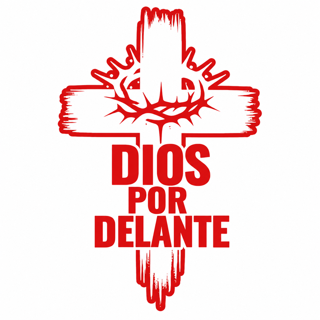 Calcomanía Dios Por Delante – Cruz y Corona de Espinas