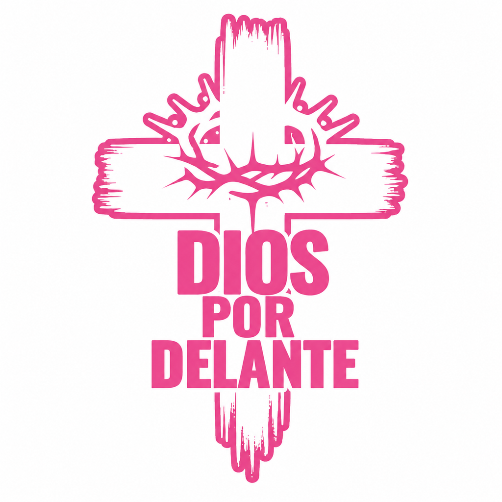 Calcomanía Dios Por Delante – Cruz y Corona de Espinas