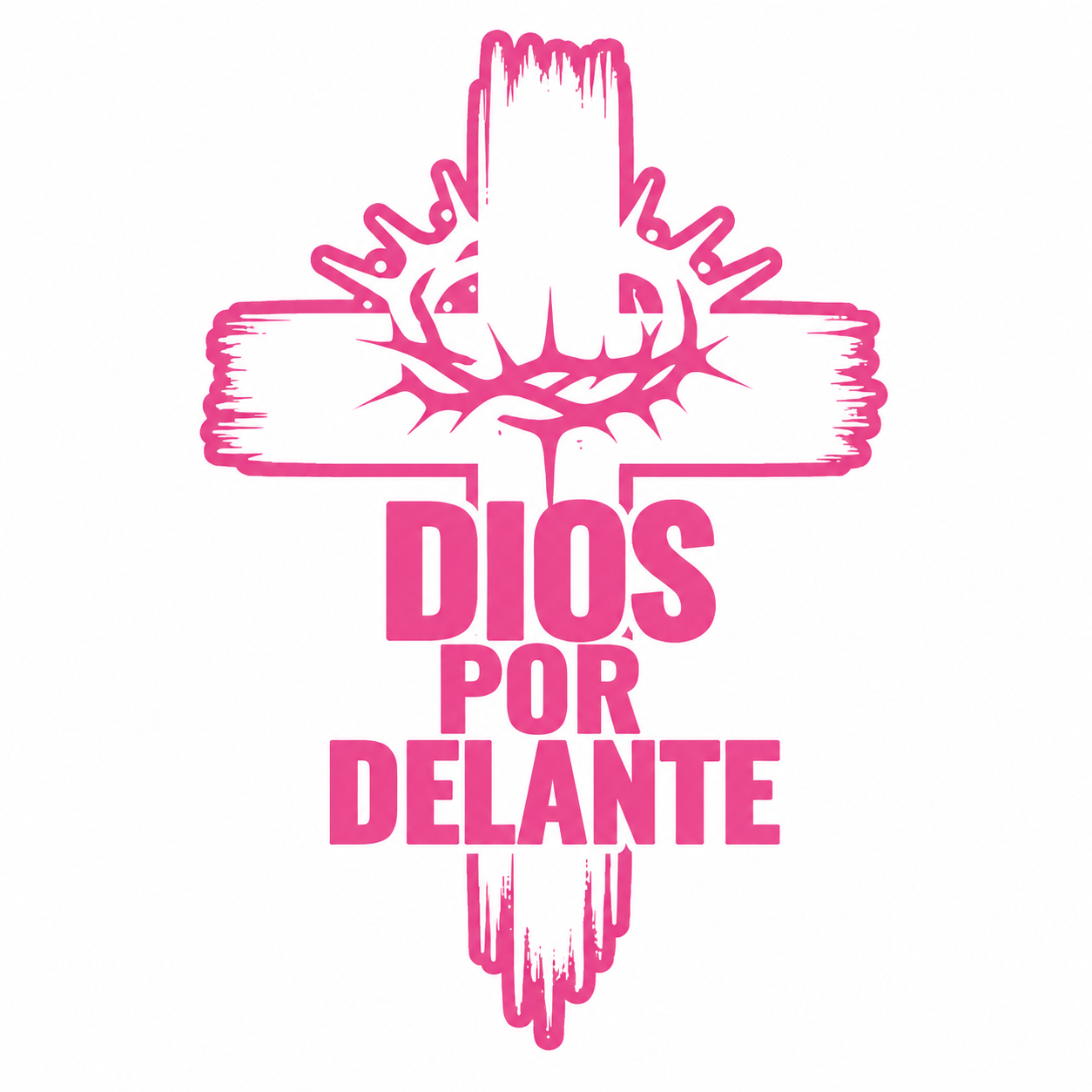 Calcomanía Dios Por Delante – Cruz y Corona de Espinas