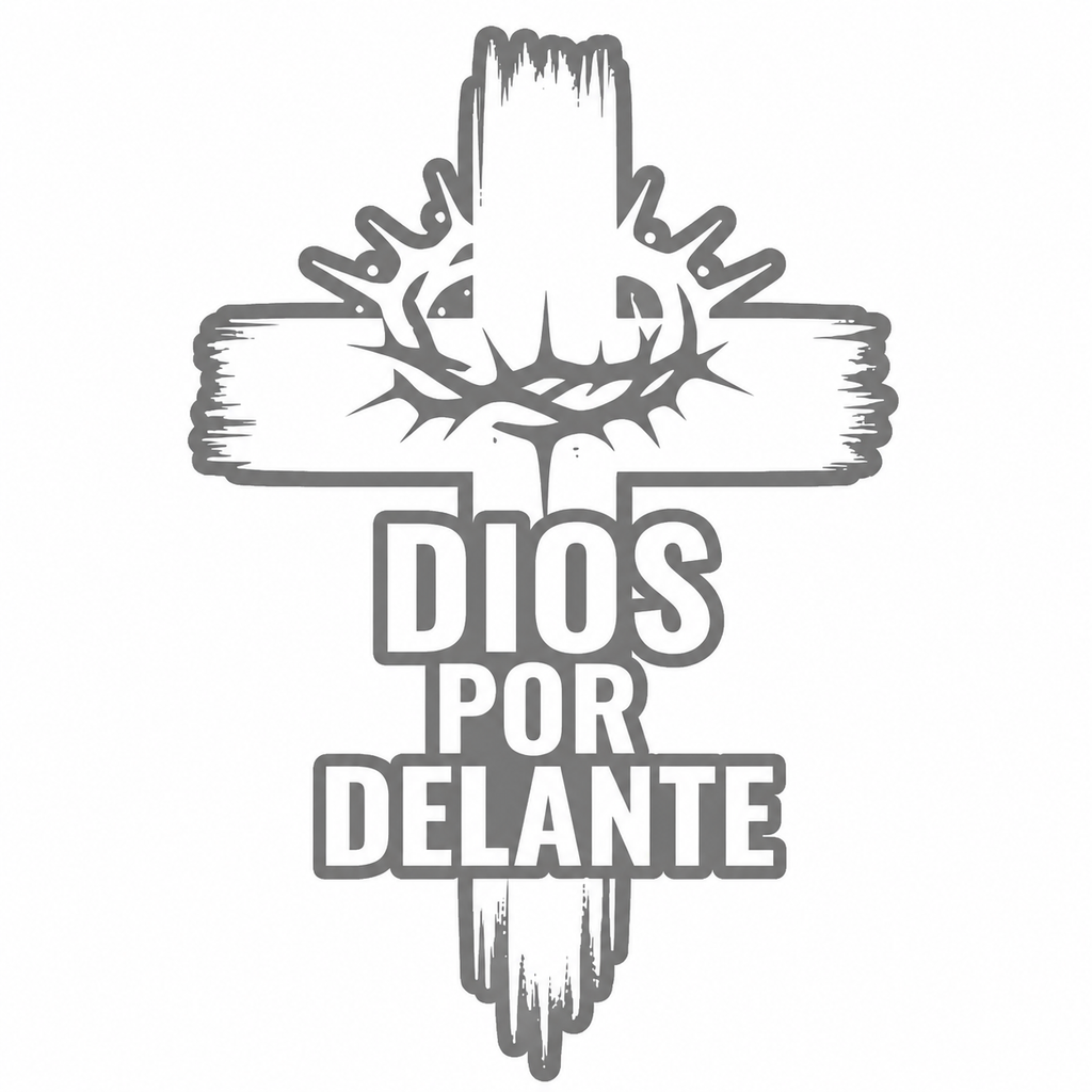 Calcomanía Dios Por Delante – Cruz y Corona de Espinas