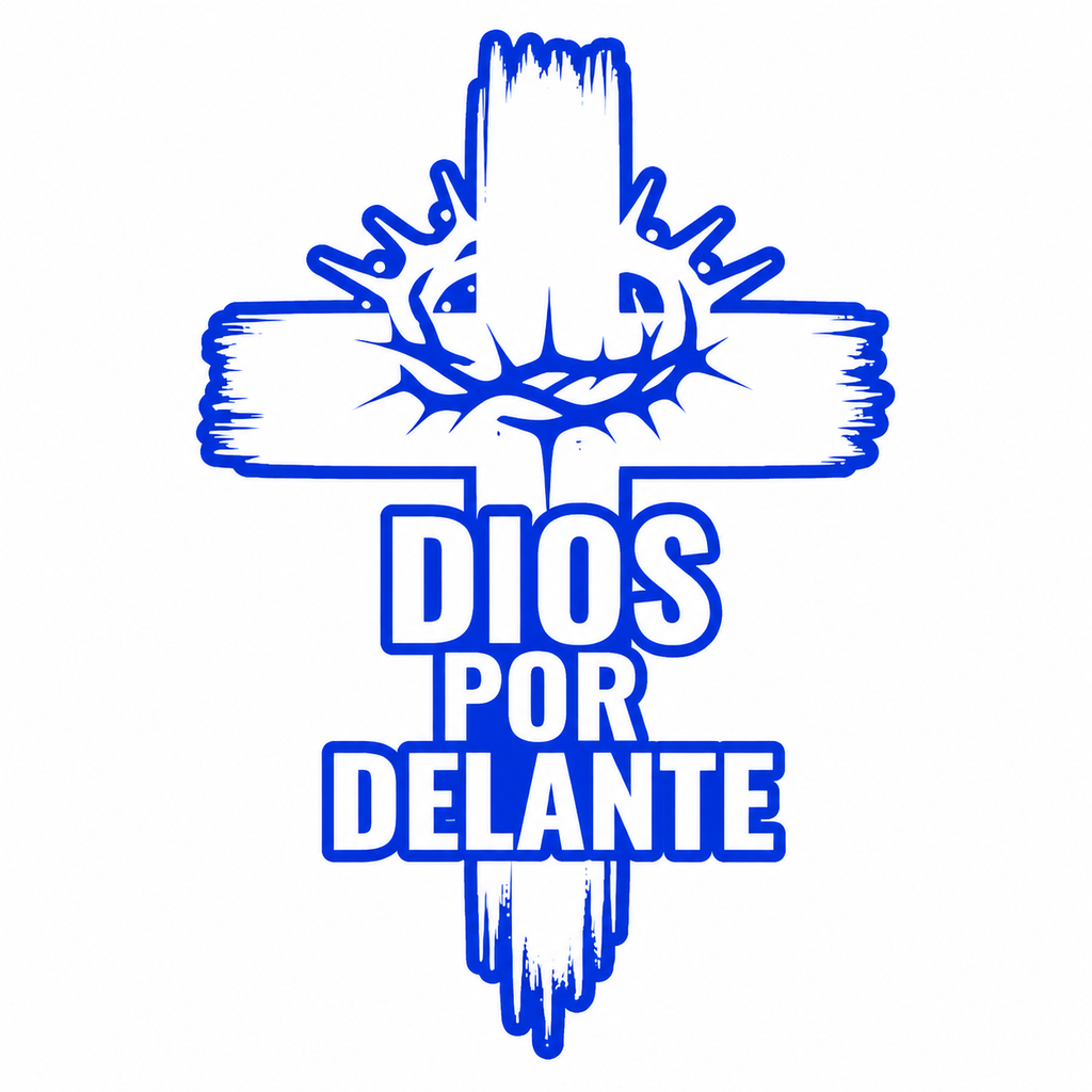 Calcomanía Dios Por Delante – Cruz y Corona de Espinas