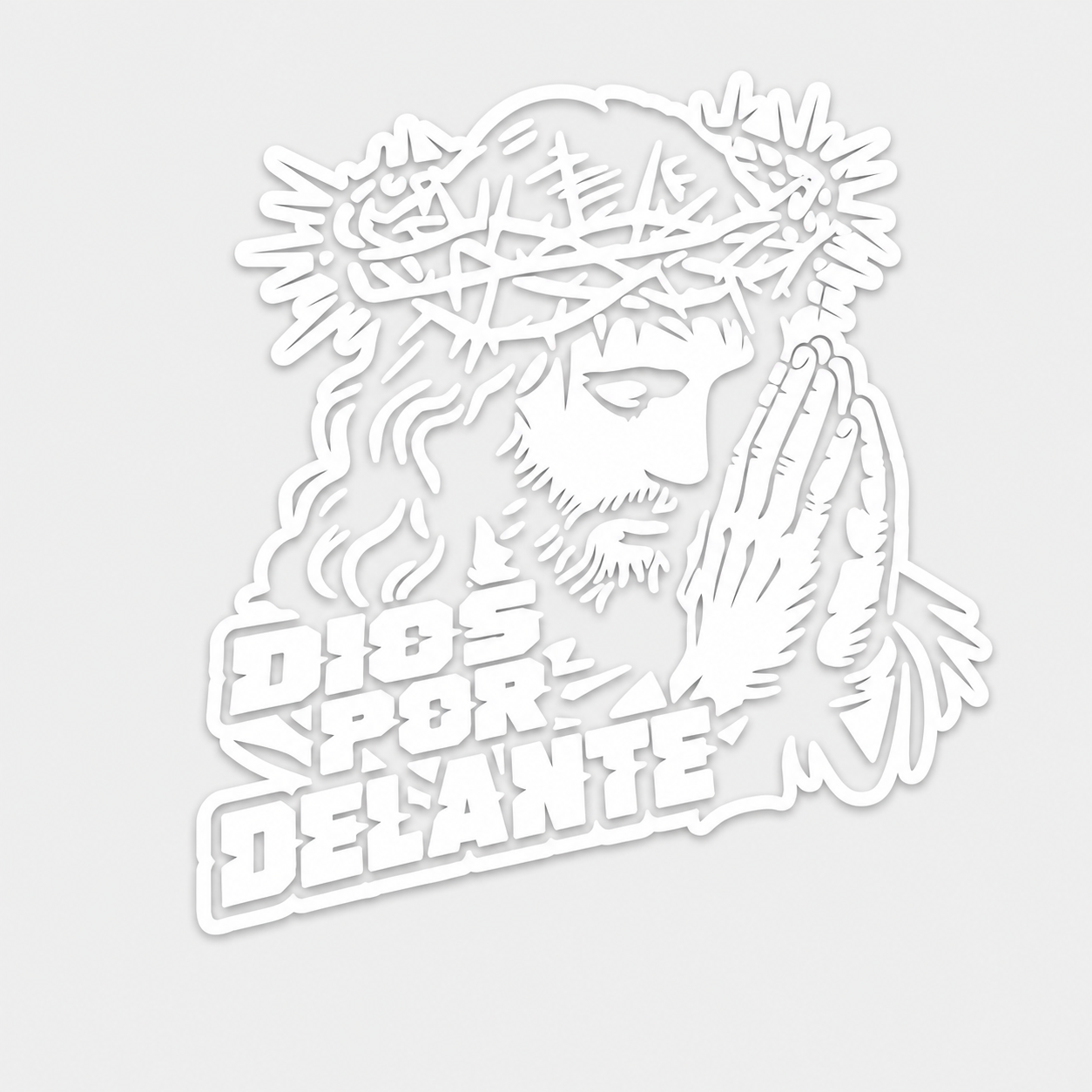 Calcomanía Jesús Dios Por Delante | Vinil de Corte