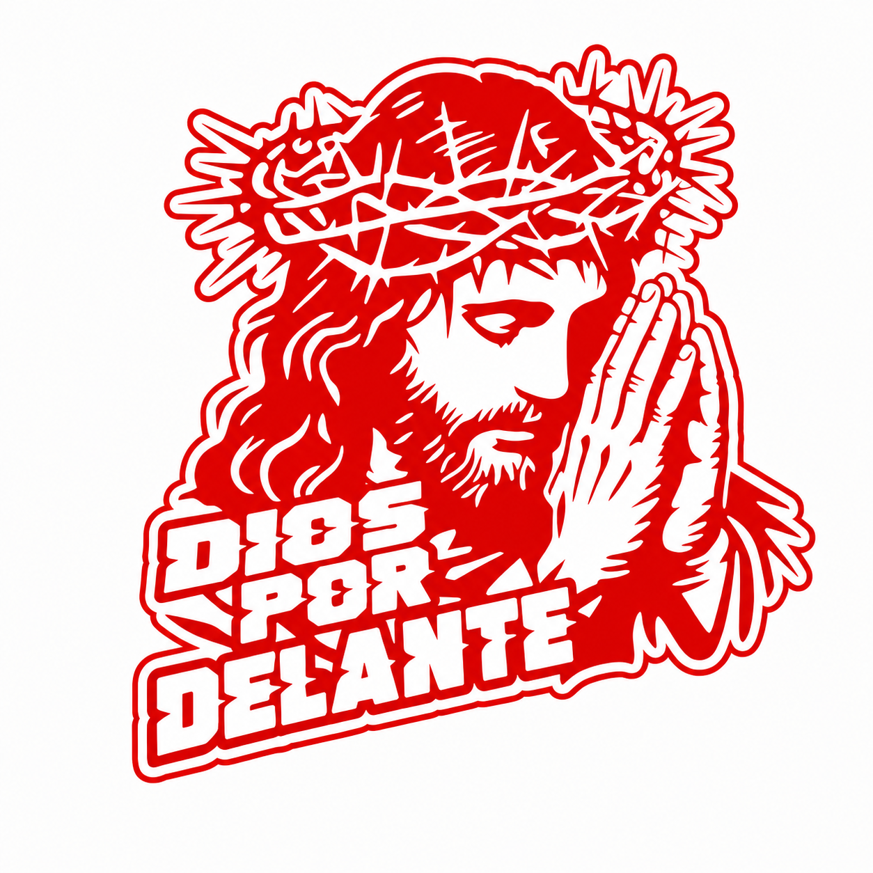 Calcomanía Jesús Dios Por Delante | Vinil de Corte