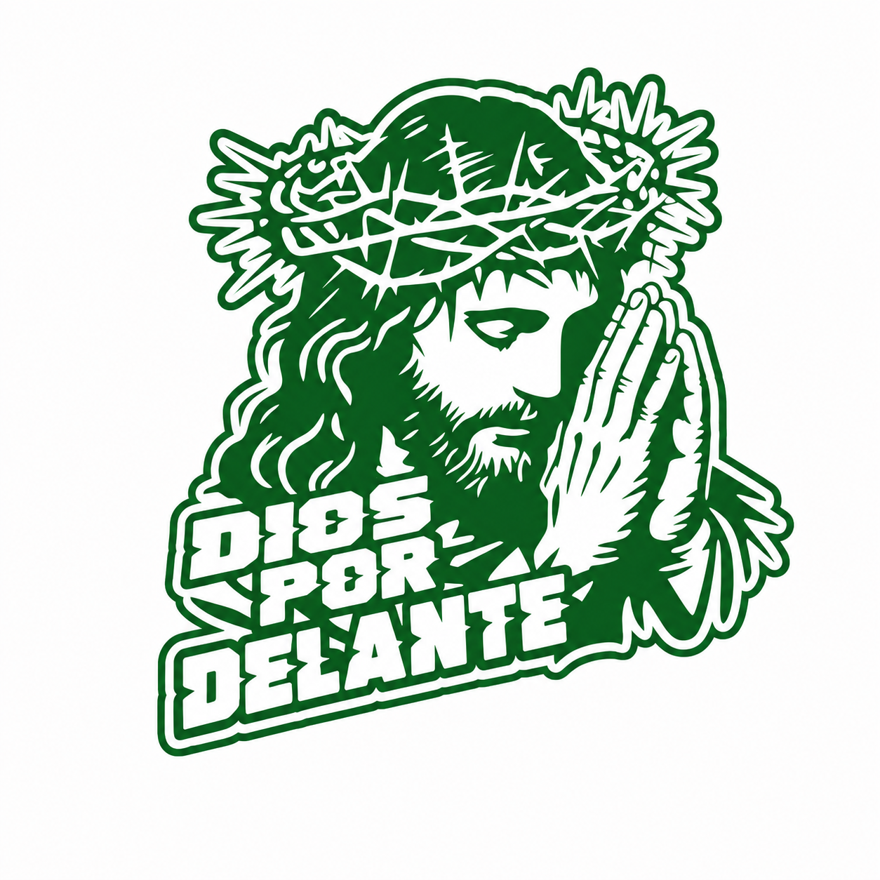 Calcomanía Jesús Dios Por Delante | Vinil de Corte