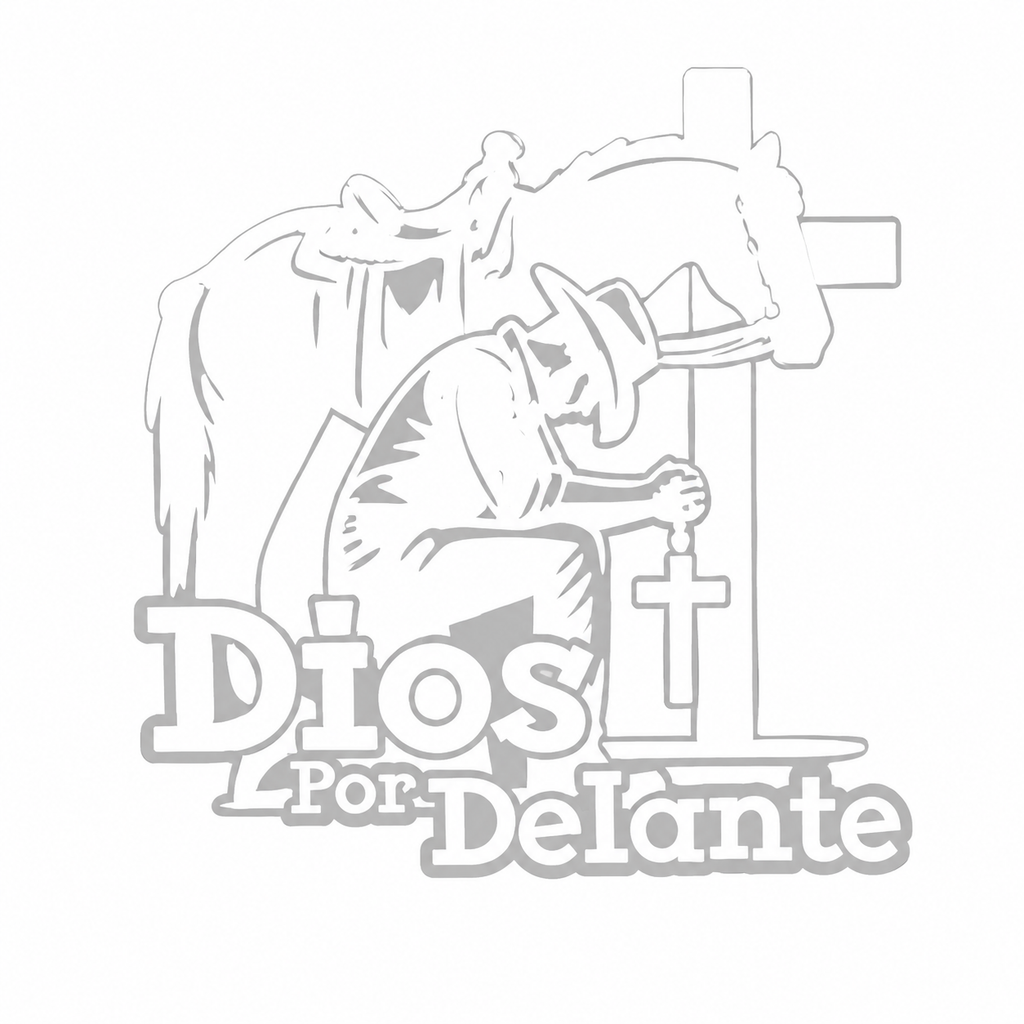 Calcomanía Vaquera Dios Por Delante con Caballo y Cruz | Vinil de Corte