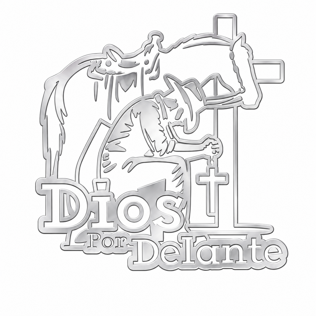 Calcomanía Vaquera Dios Por Delante con Caballo y Cruz | Vinil de Corte