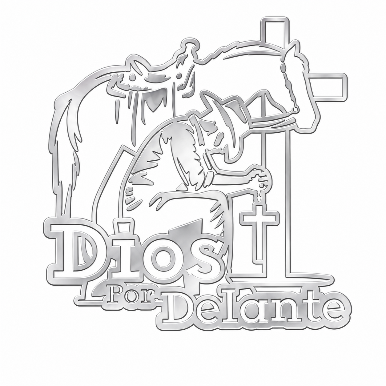 Calcomanía Vaquera Dios Por Delante con Caballo y Cruz | Vinil de Corte