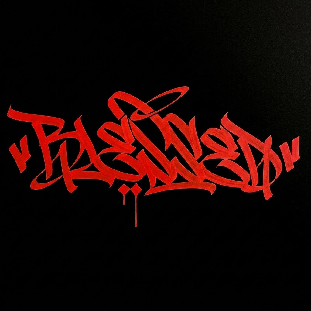 Calcomanía "BLESSED" Estilo Graffiti en Vinil de Corte