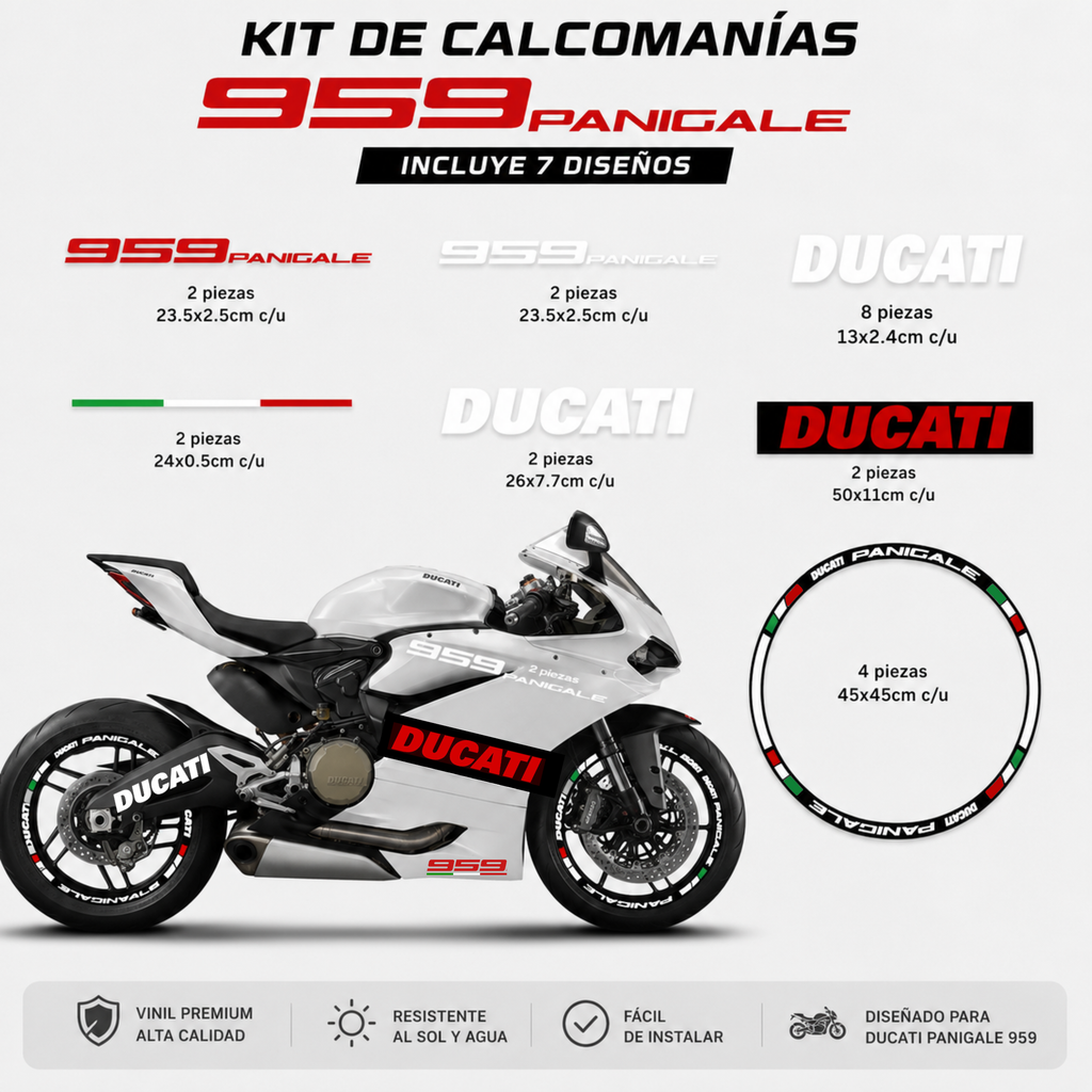 Kit de Calcomanías Ducati Panigale 959 | Vinil alta calidad
