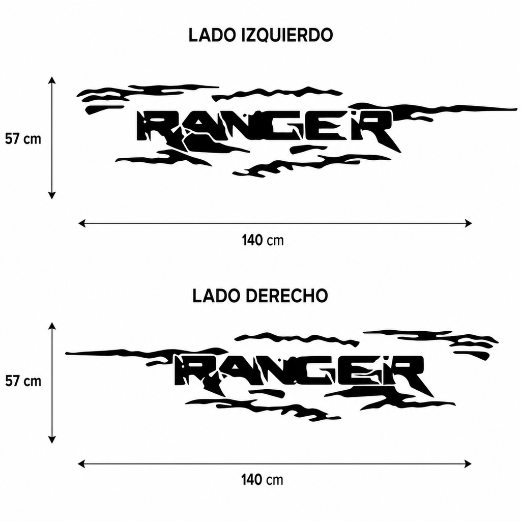 Kit de Calcomanías Laterales Ford Ranger 140x57 cm