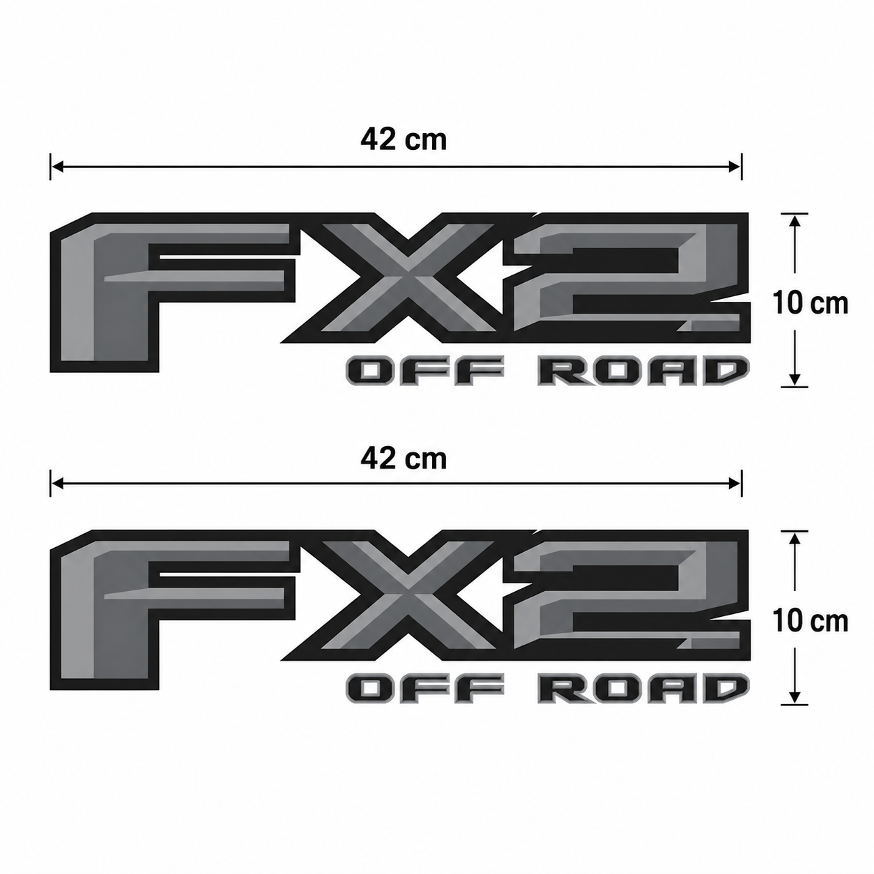 Calcomanía FX2 OFF ROAD Gris Oscuro | Kit 2 Piezas