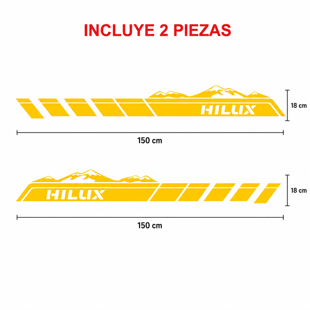 Kit Calcomanías Laterales Toyota Hilux Montañas 150x18 cm – 2 Piezas