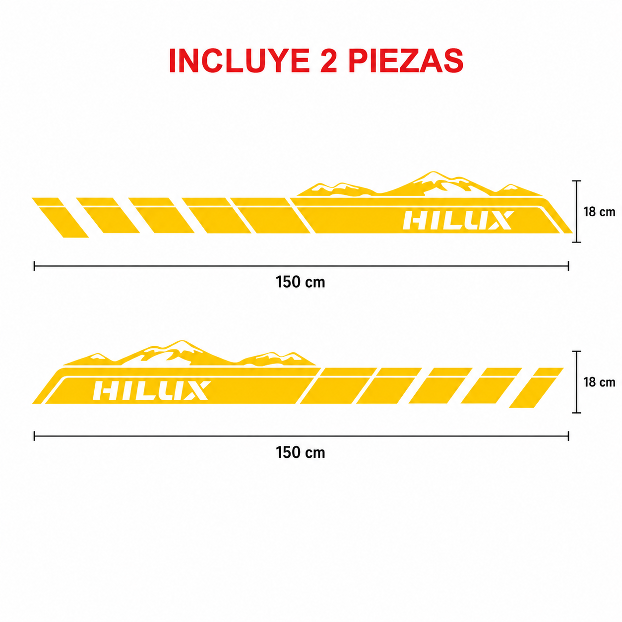 Kit Calcomanías Laterales Toyota Hilux Montañas 150x18 cm – 2 Piezas