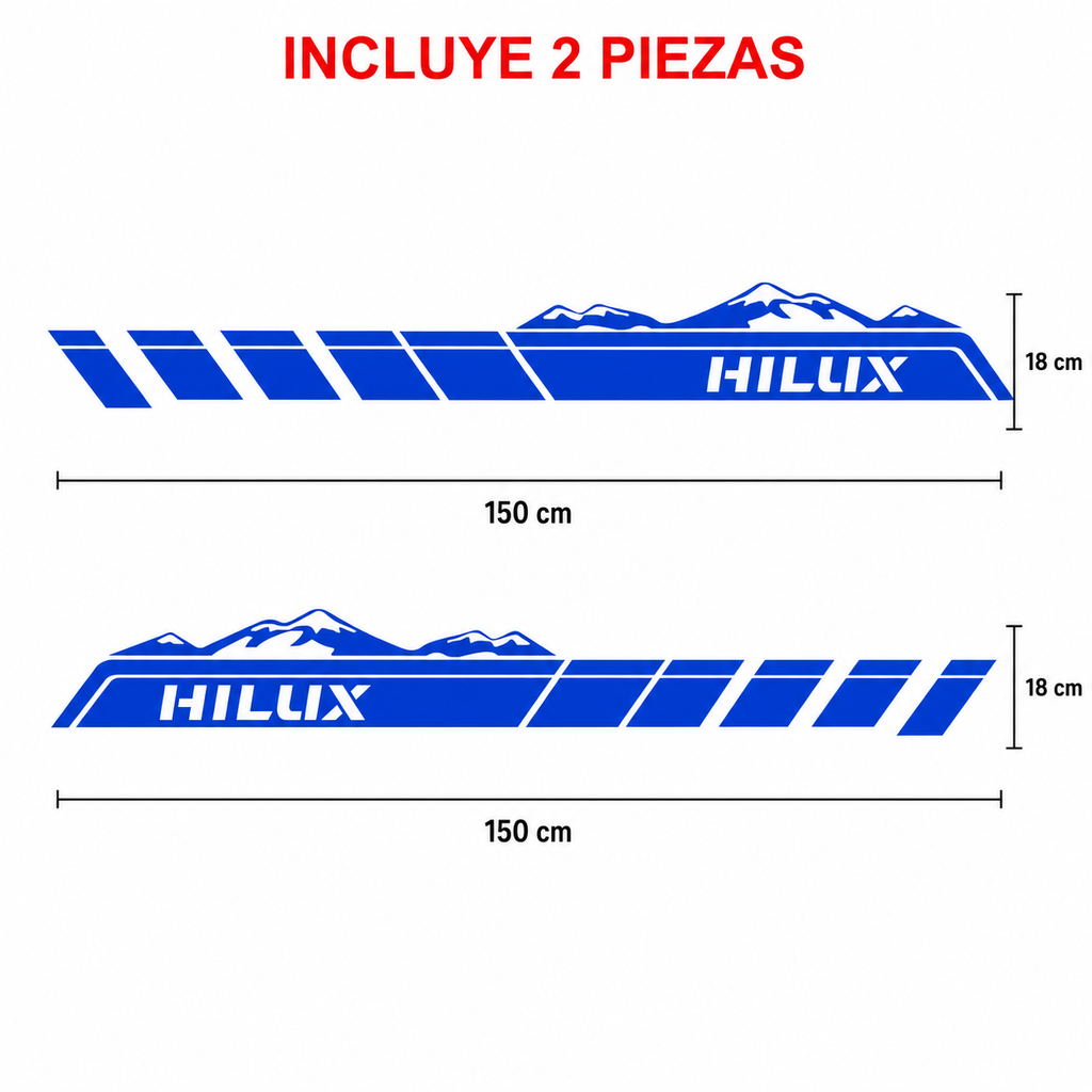 Kit Calcomanías Laterales Toyota Hilux Montañas 150x18 cm – 2 Piezas