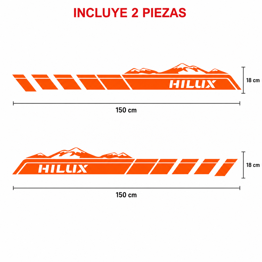 Kit Calcomanías Laterales Toyota Hilux Montañas 150x18 cm – 2 Piezas
