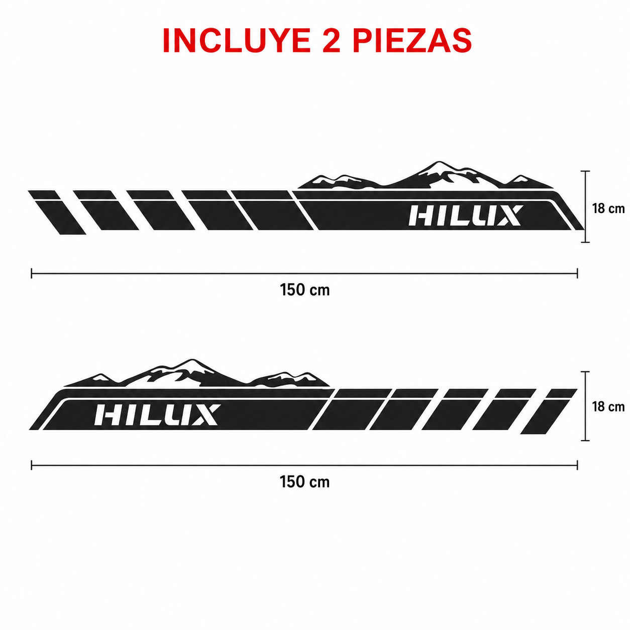 Kit Calcomanías Laterales Toyota Hilux Montañas 150x18 cm – 2 Piezas