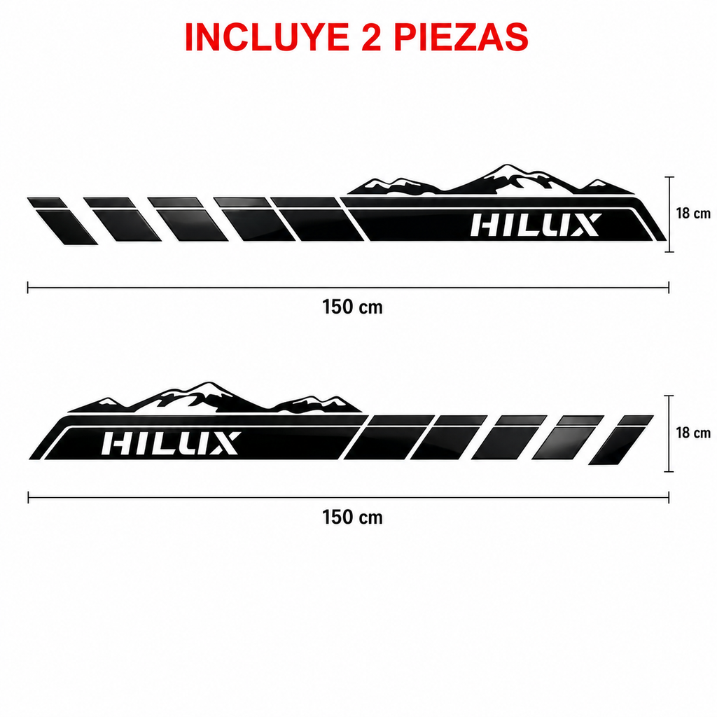 Kit Calcomanías Laterales Toyota Hilux Montañas 150x18 cm – 2 Piezas