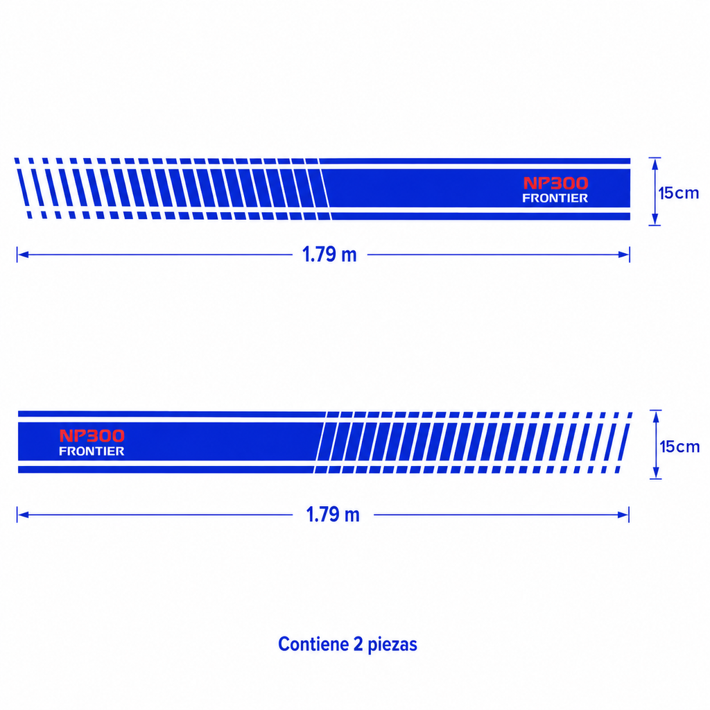 Kit Calcomanías Laterales NP300 Frontier 1.79 m x 15 cm – 2 Piezas