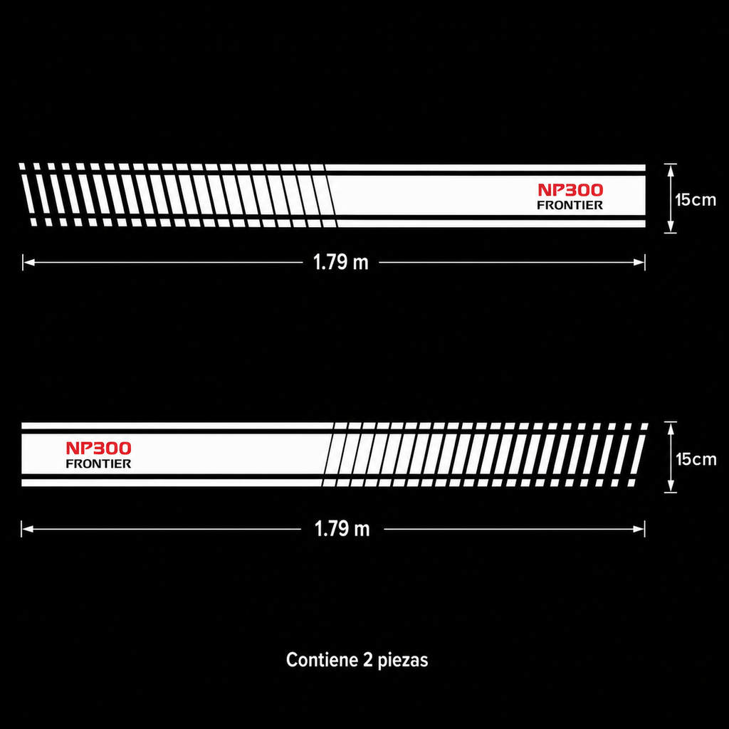 Kit Calcomanías Laterales NP300 Frontier 1.79 m x 15 cm – 2 Piezas