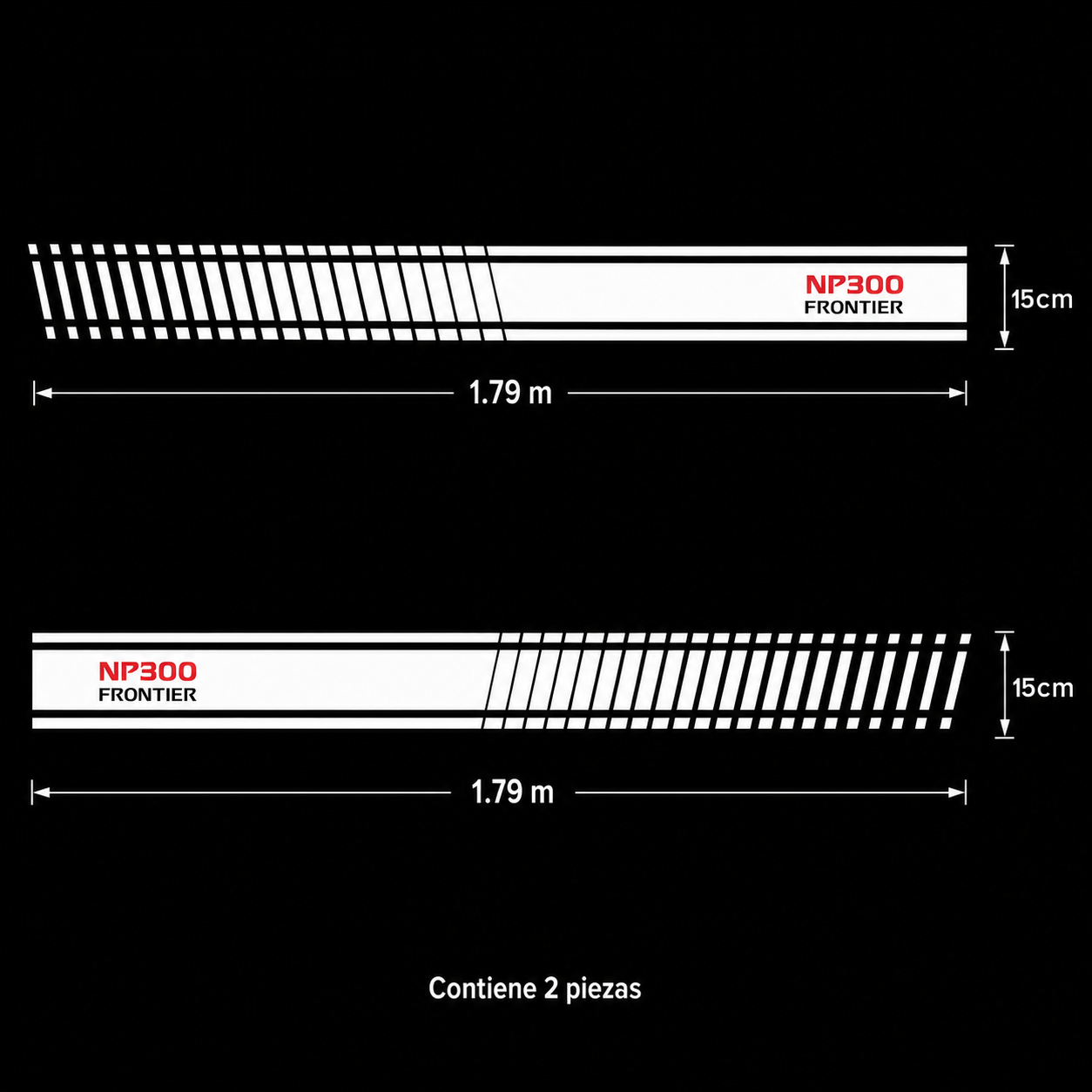 Kit Calcomanías Laterales NP300 Frontier 1.79 m x 15 cm – 2 Piezas