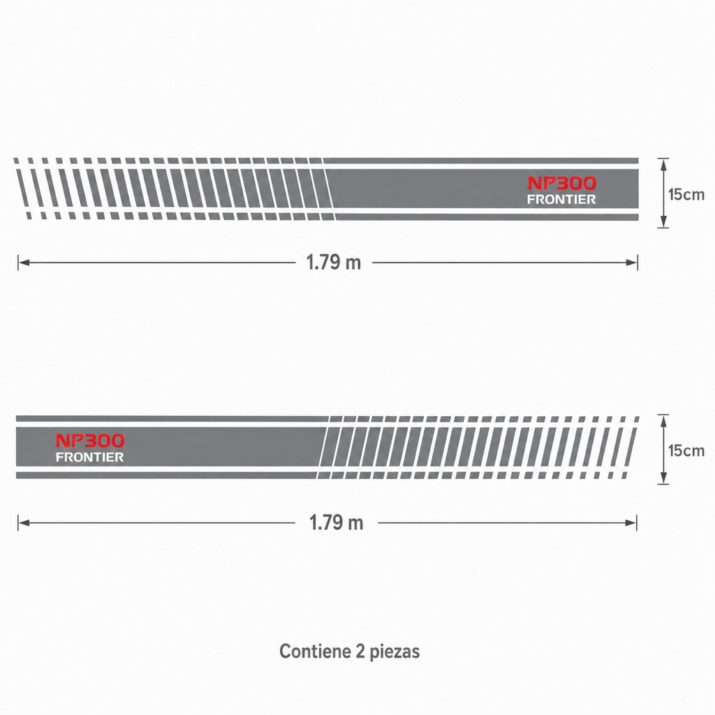 Kit Calcomanías Laterales NP300 Frontier 1.79 m x 15 cm – 2 Piezas