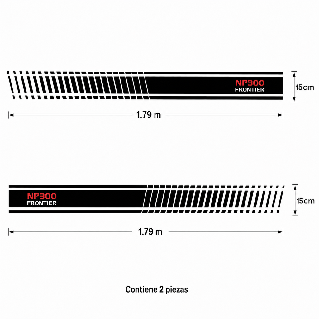 Kit Calcomanías Laterales NP300 Frontier 1.79 m x 15 cm – 2 Piezas