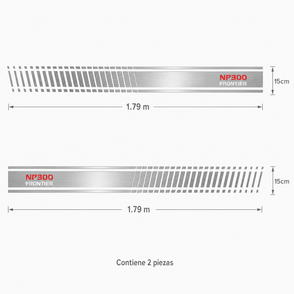 Kit Calcomanías Laterales NP300 Frontier 1.79 m x 15 cm – 2 Piezas
