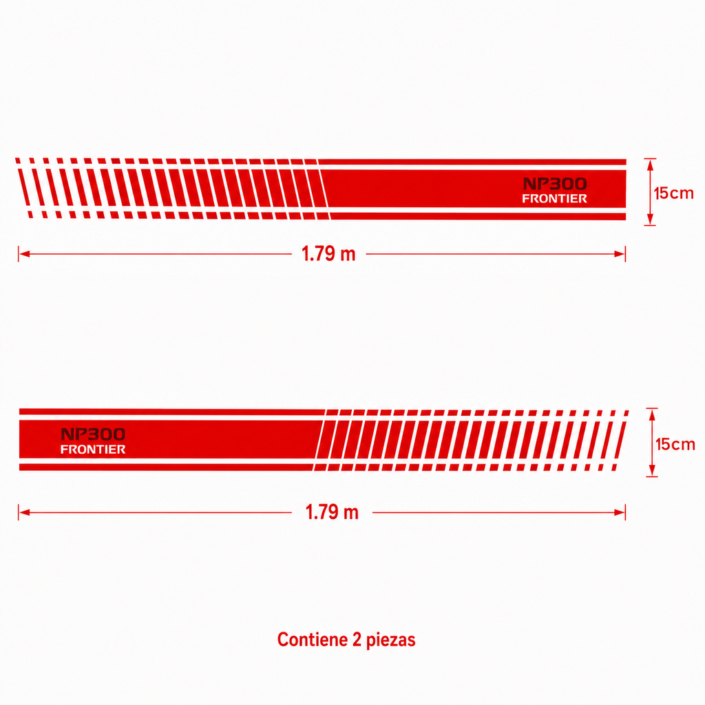Kit Calcomanías Laterales NP300 Frontier 1.79 m x 15 cm – 2 Piezas