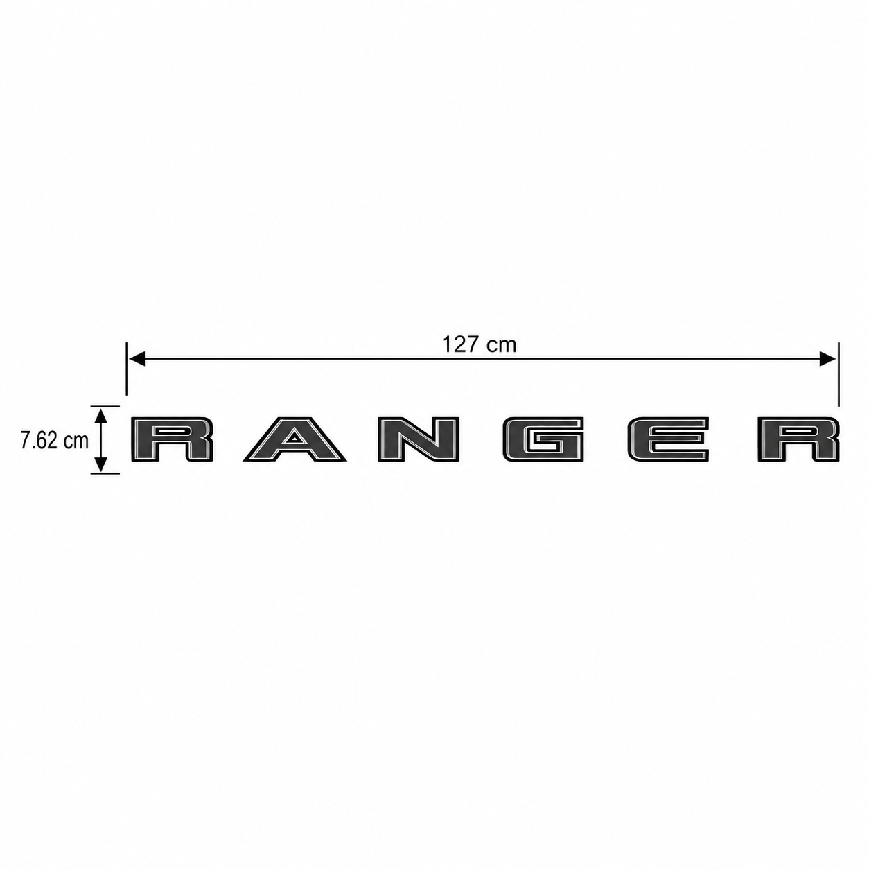 Calcomanía RANGER para Tapa de Caja Ford Ranger 127 x 7.62 cm