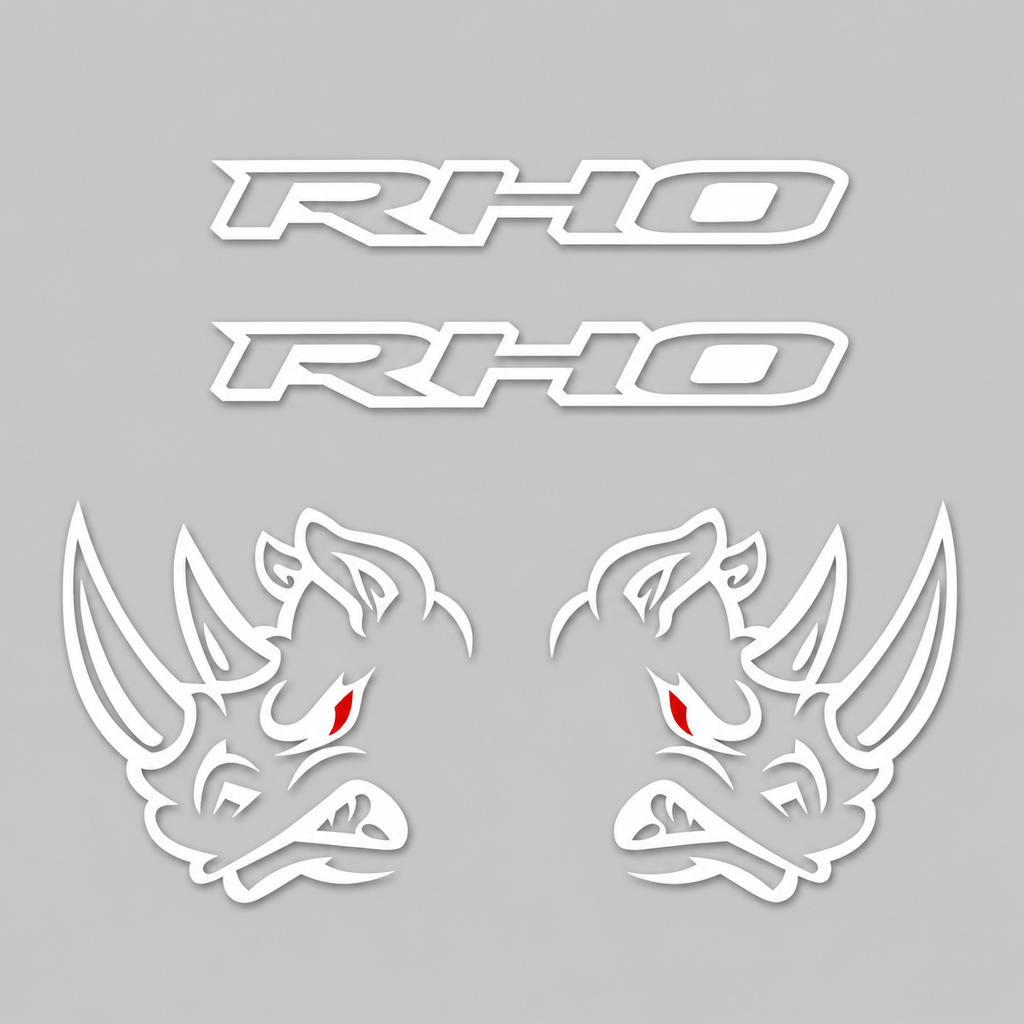 Kit Calcomanías RHO con Rinoceronte para RAM – 4 Piezas en Vinil