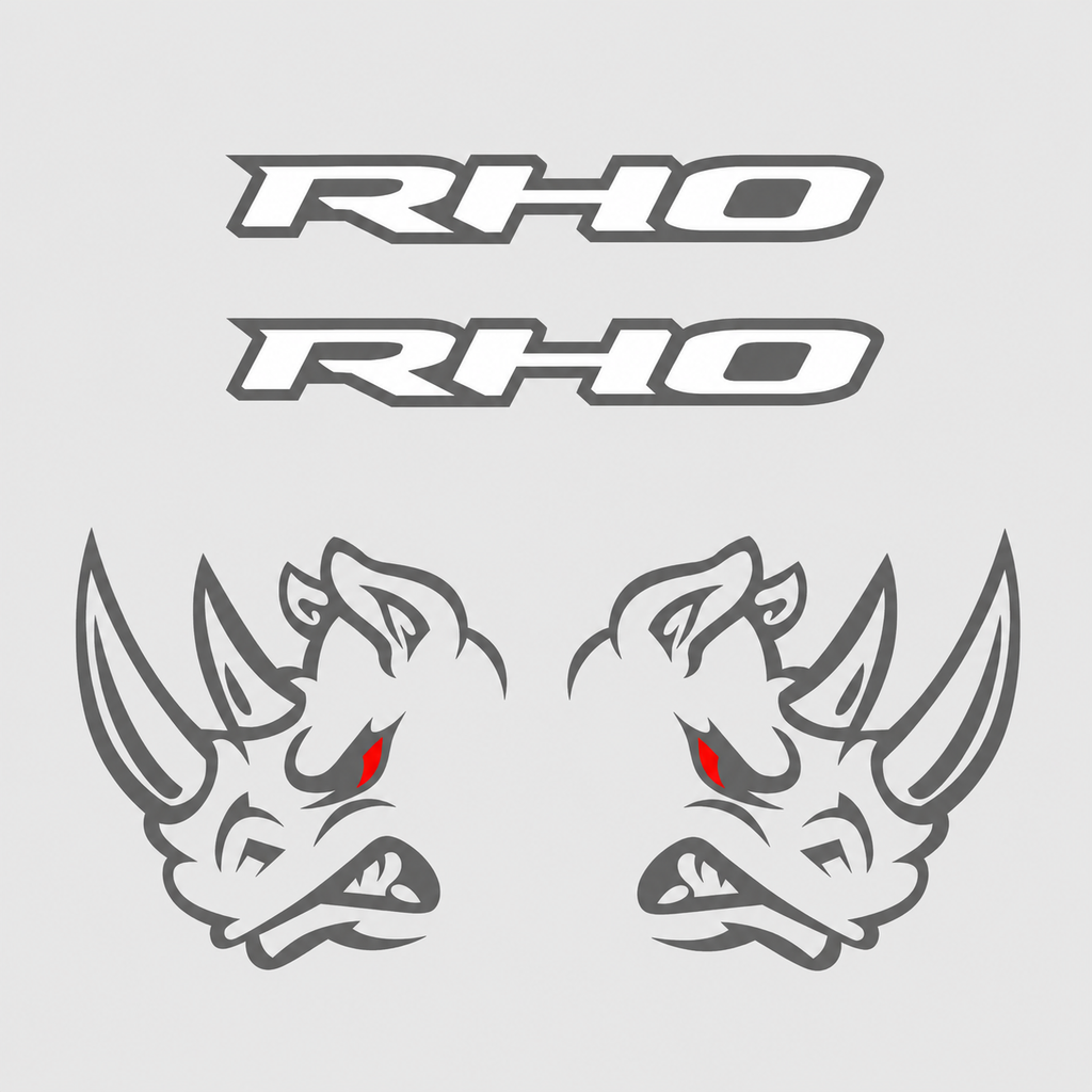 Kit Calcomanías RHO con Rinoceronte para RAM – 4 Piezas en Vinil