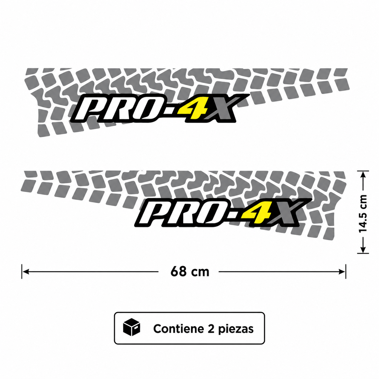 Kit Calcomanías PRO-4X para Pickup – Diseño con Huella 68x14.5 cm