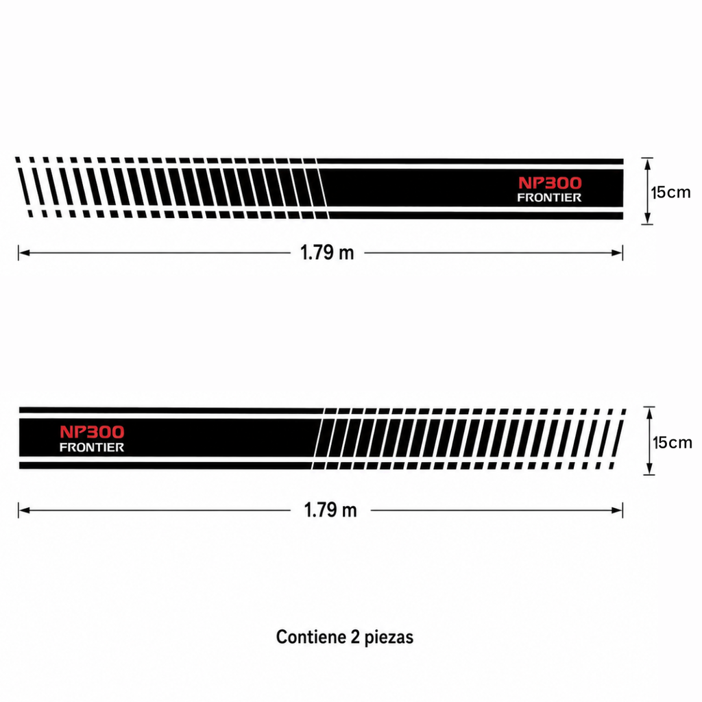 Kit Calcomanías Laterales NP300 Frontier 1.79 m x 15 cm – 2 Piezas