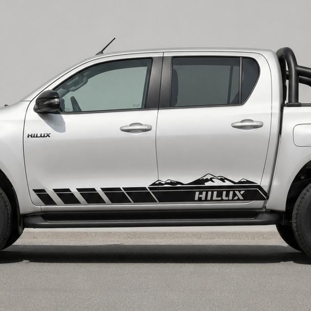 Kit Calcomanías Laterales Toyota Hilux Montañas 150x18 cm – 2 Piezas